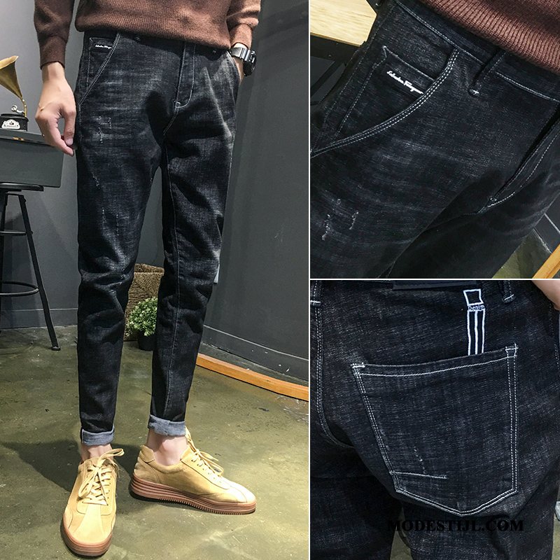 Heren Jeans Kopen Nieuw Rechtdoor Mini Slim Fit Trendy Merk Blauw