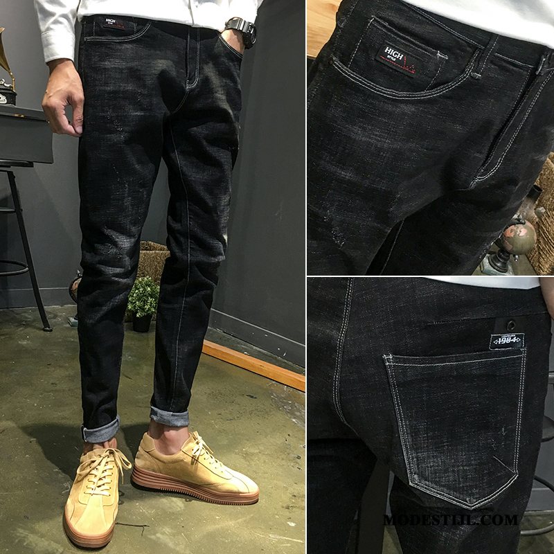 Heren Jeans Kopen Nieuw Rechtdoor Mini Slim Fit Trendy Merk Blauw