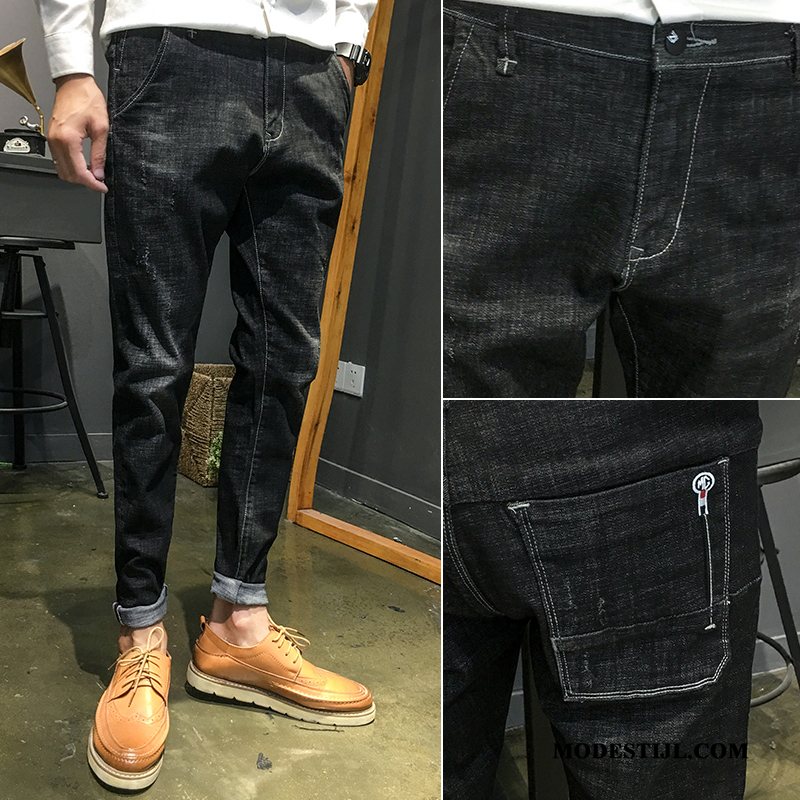 Heren Jeans Kopen Nieuw Rechtdoor Mini Slim Fit Trendy Merk Blauw