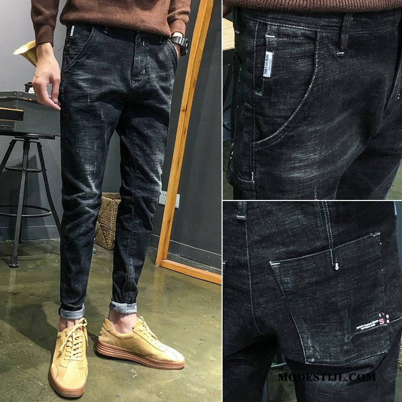 Heren Jeans Kopen Nieuw Rechtdoor Mini Slim Fit Trendy Merk Blauw