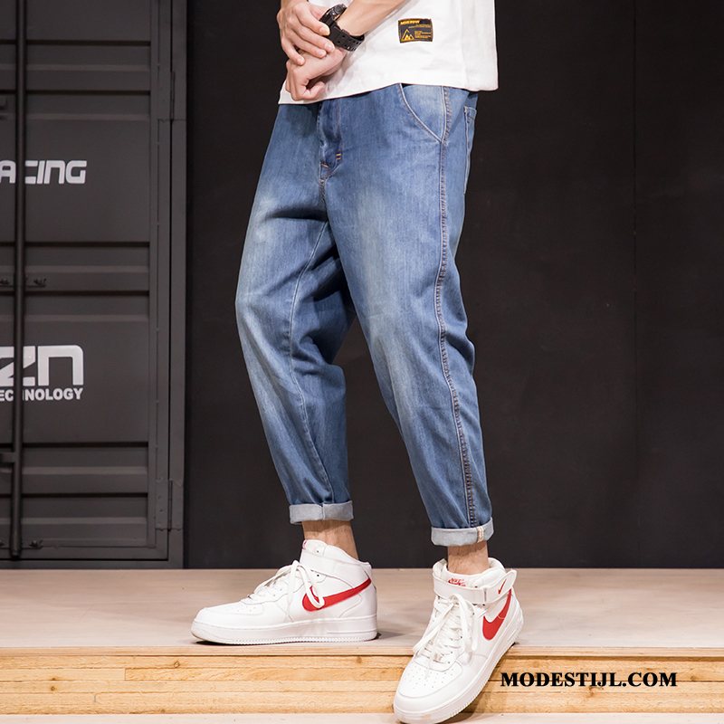 Heren Jeans Kopen Spijkerbroek Jeans Dunne Zomer Trend Casual Grijs Licht