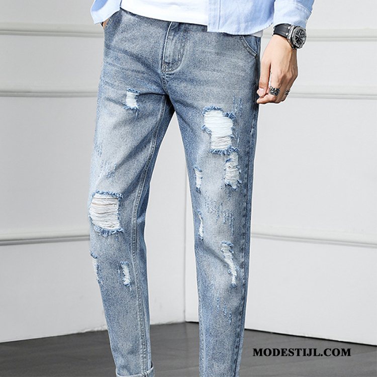 Heren Jeans Korting Trend Student Spijkerbroek Jeans Mini Dunne Lichtblauw