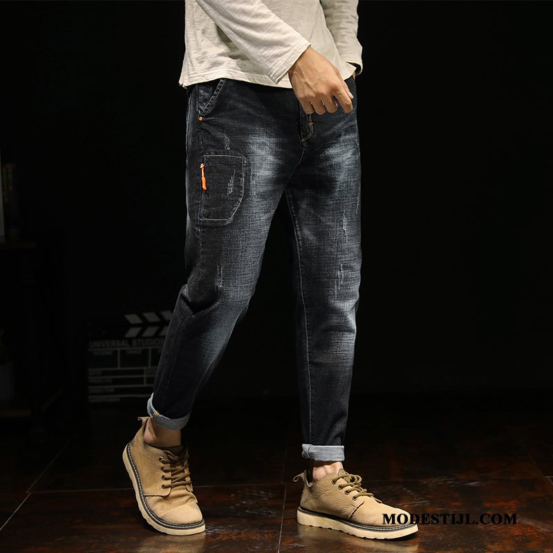 Heren Jeans Online Mini Spijkerbroek Jeans Mannen Voorjaar Casual Blauw Zwart