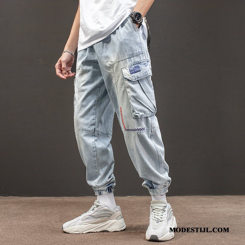 Heren Jeans Online Spijkerbroek Jeans Vintage Mannen Potlood Broek Cargo Broek Blauw