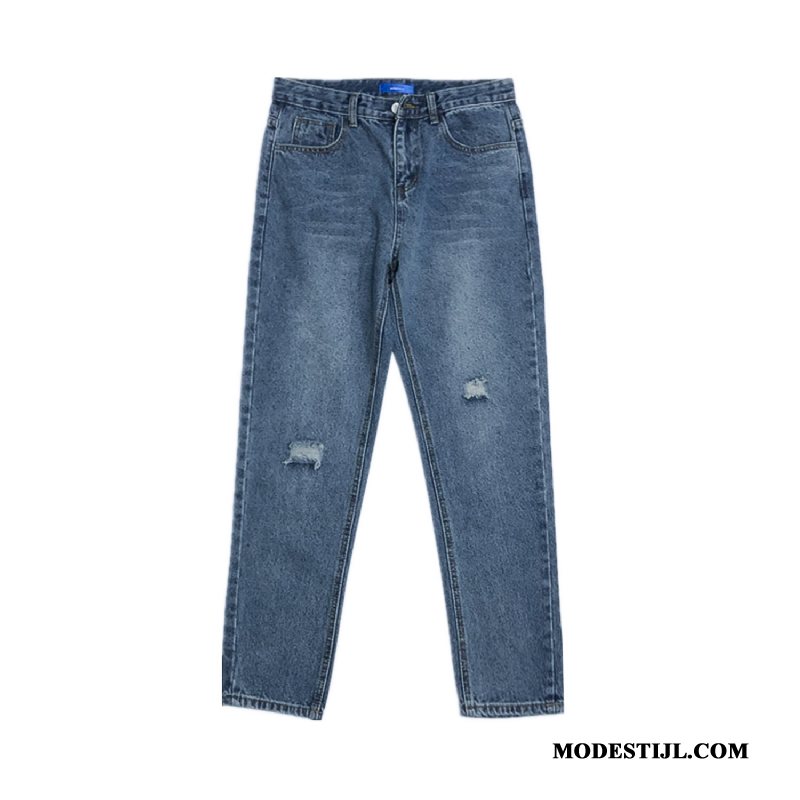Heren Jeans Sale 2019 Eenvoudige Broek Slim Fit Potlood Broek Blauw