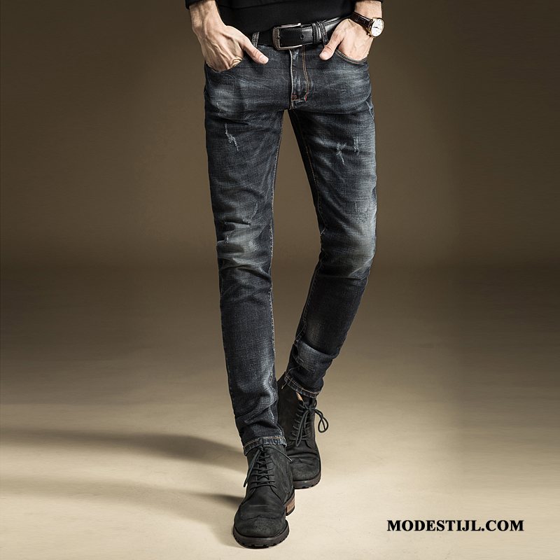 Heren Jeans Sale Mannen Slim Fit Trend Lange Spijkerbroek Jeans Zwart Grijs