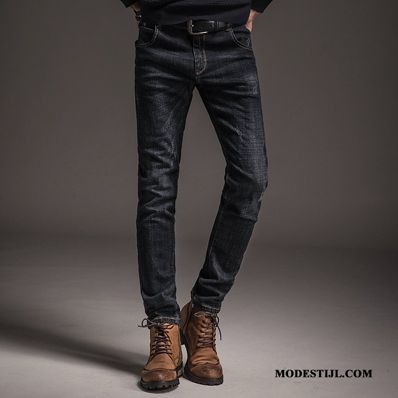 Heren Jeans Sale Mannen Slim Fit Trend Lange Spijkerbroek Jeans Zwart Grijs