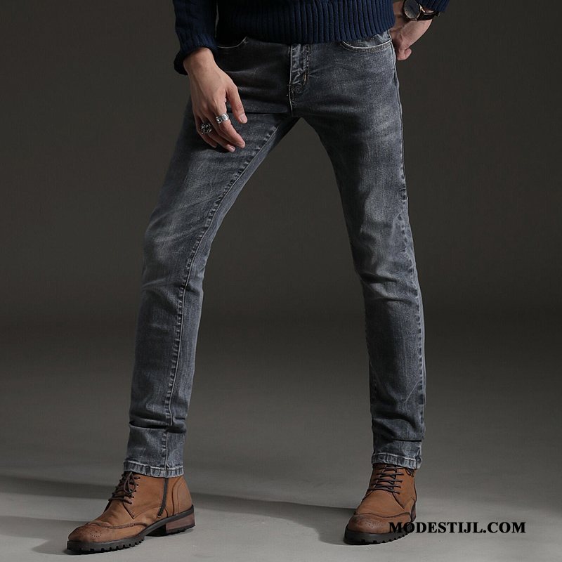 Heren Jeans Sale Mannen Slim Fit Trend Lange Spijkerbroek Jeans Zwart Grijs