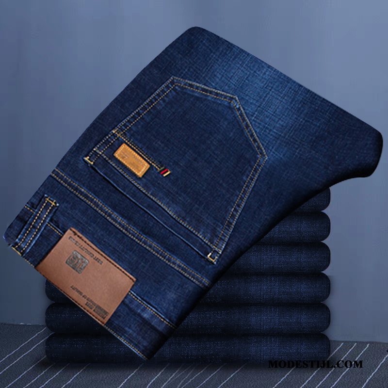 Heren Jeans Winkel Winter Elastiek Casual Broek Mannen Zwart