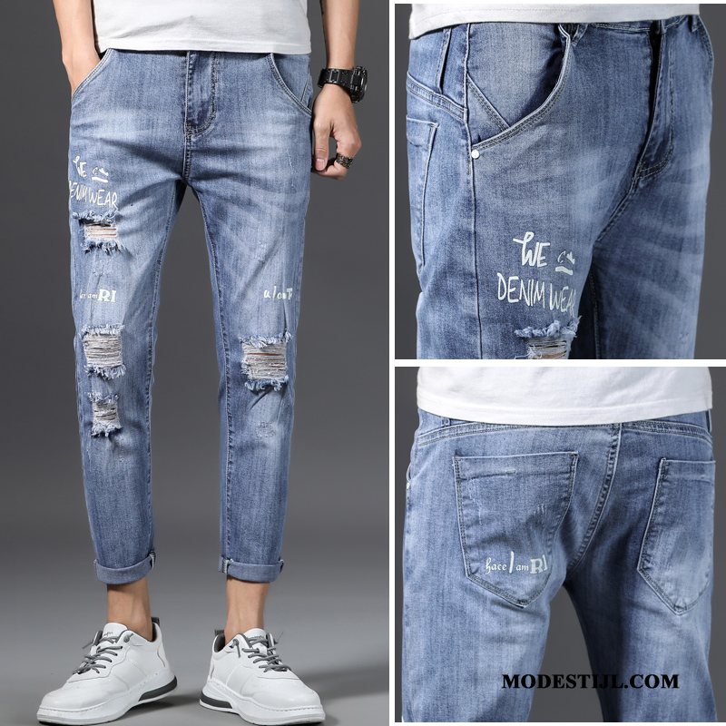 Heren Jeans Winkel Zomer Losse Slim Fit Trend Potlood Broek Zwart