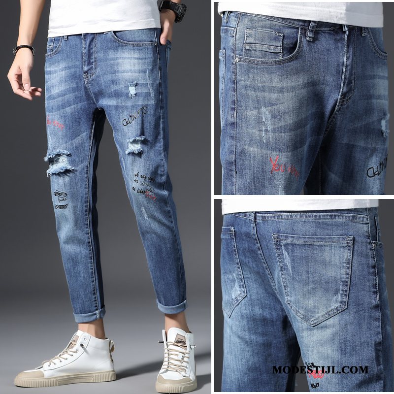 Heren Jeans Winkel Zomer Losse Slim Fit Trend Potlood Broek Zwart