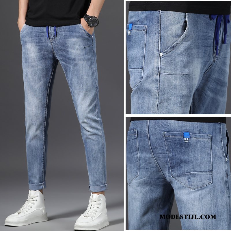 Heren Jeans Winkel Zomer Losse Slim Fit Trend Potlood Broek Zwart