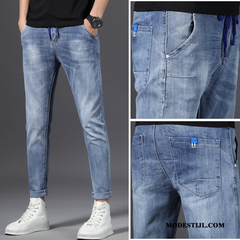 Heren Jeans Winkel Zomer Losse Slim Fit Trend Potlood Broek Zwart