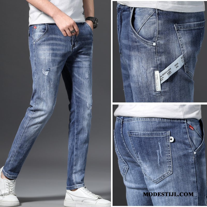 Heren Jeans Winkel Zomer Losse Slim Fit Trend Potlood Broek Zwart