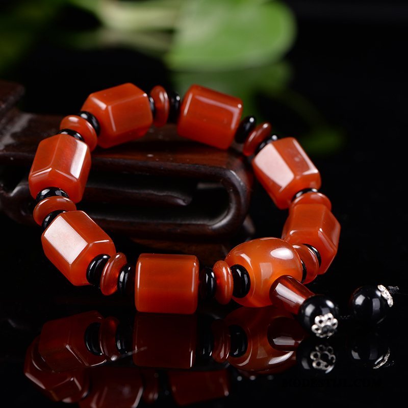 Heren Koralik Bransoletki Goedkoop Vintage Gemiddelde Mannen Armbanden Zijde Rood Zwart