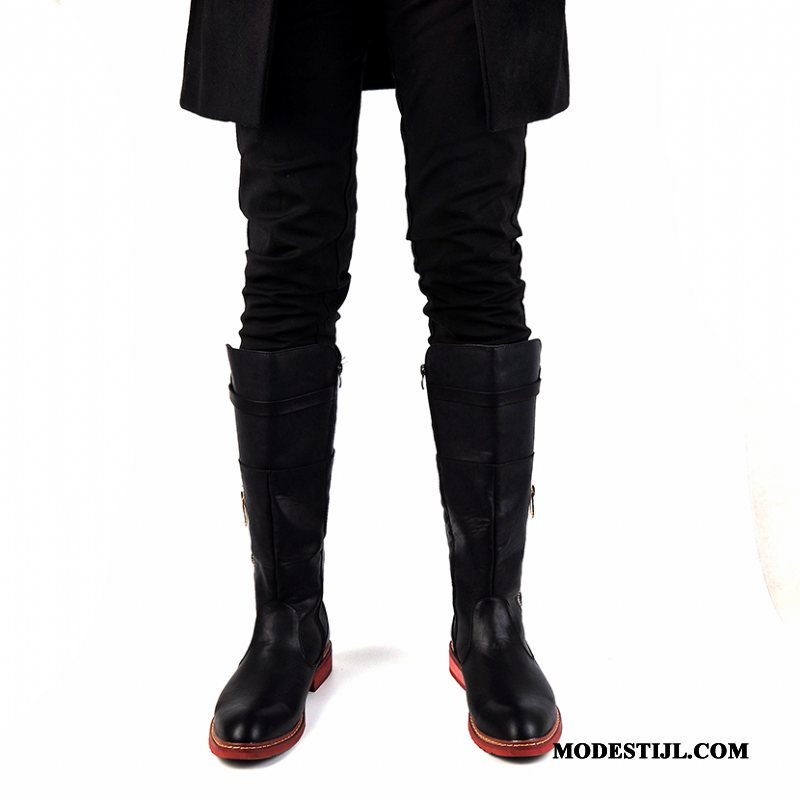 Heren Laarzen Kopen Martin Laarzen Langs Trend Vintage Mode Rood Zwart