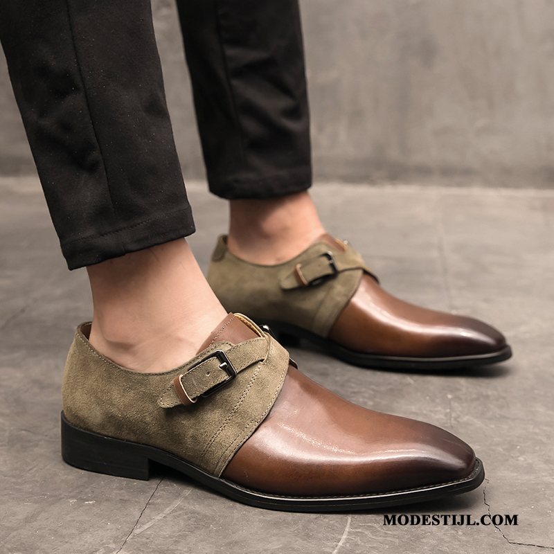 Heren Leren Schoenen Goedkoop Vintage Mannen Echt Leer Casual Trend Kaki