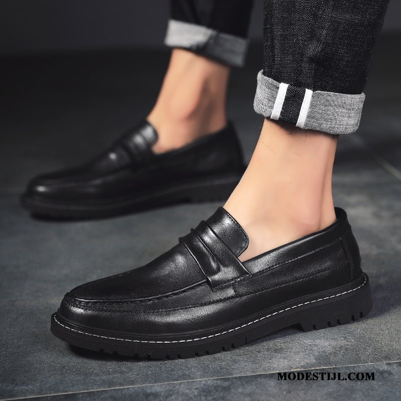 Heren Leren Schoenen Kopen Brits Alle Wedstrijden Mannen Slip On Casual Zwart