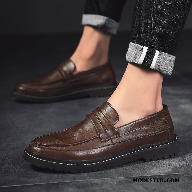 Heren Leren Schoenen Kopen Brits Alle Wedstrijden Mannen Slip On Casual Zwart