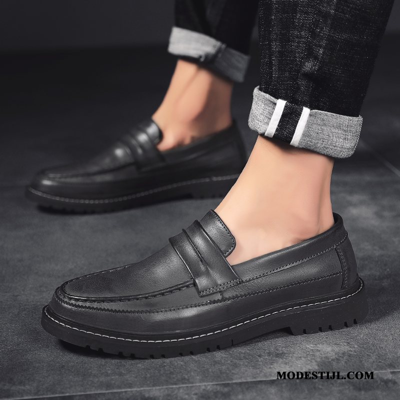 Heren Leren Schoenen Kopen Brits Alle Wedstrijden Mannen Slip On Casual Zwart