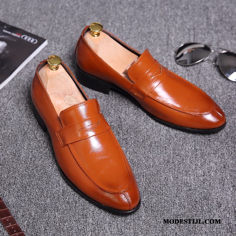 Heren Leren Schoenen Korting Casual Huwelijk Groot Slip On Punt Rood