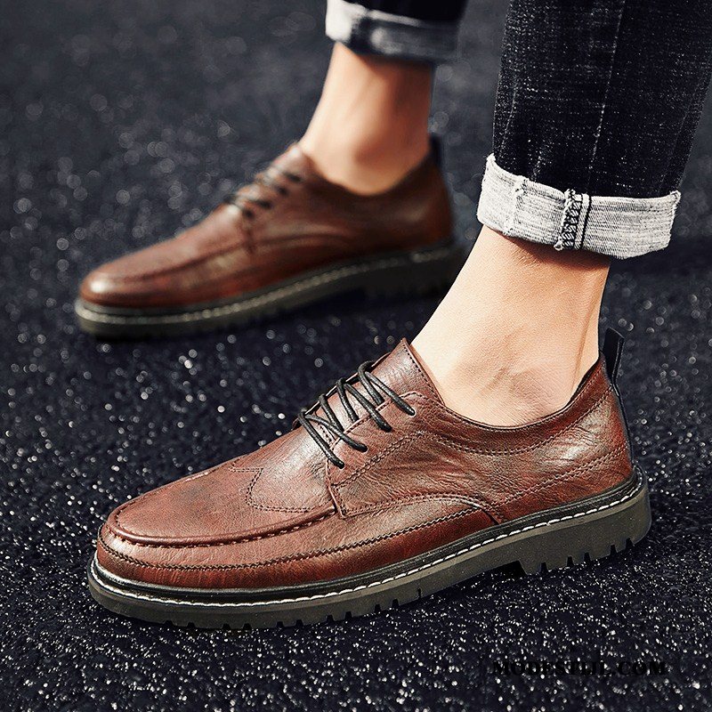 Heren Leren Schoenen Online Brits Casual Bedrijf Bullock Schoenen Voorjaar Bruine