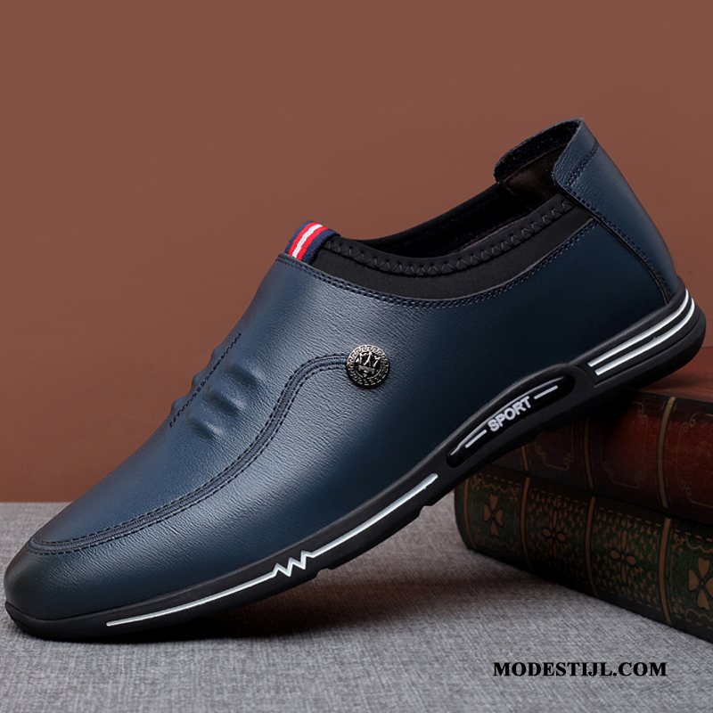 Heren Leren Schoenen Winkel Mannen Voorjaar Echt Leer Pumps Mode Marineblauw