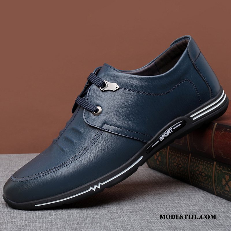 Heren Leren Schoenen Winkel Mannen Voorjaar Echt Leer Pumps Mode Marineblauw