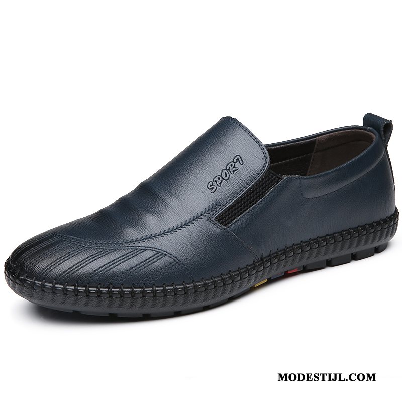 Heren Mocassins Kopen Casual Grote Maten Mannen Groot Leren Schoenen Marineblauw