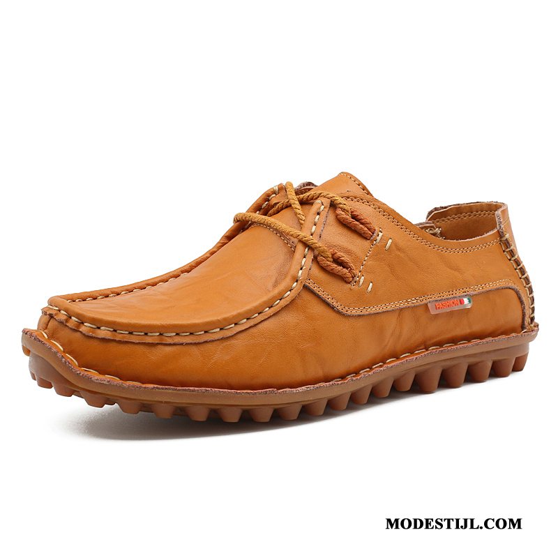 Heren Mocassins Kopen Herfst Leer Casual Kant Merken Geel Bruine