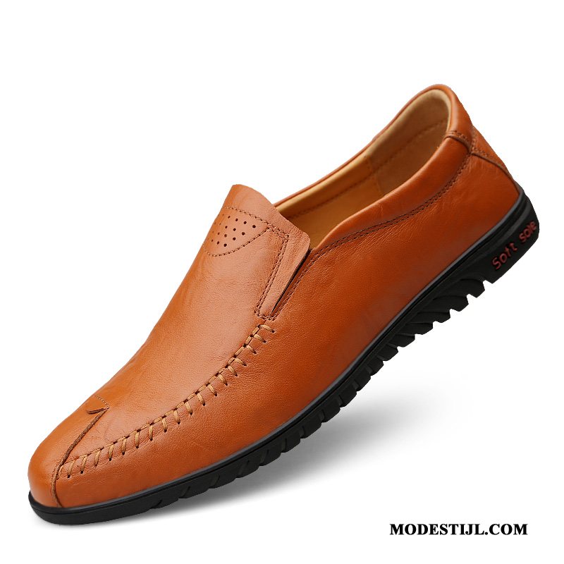 Heren Mocassins Kopen Slip On Casual Leren Schoenen Zachte Zolen Leer Bruine