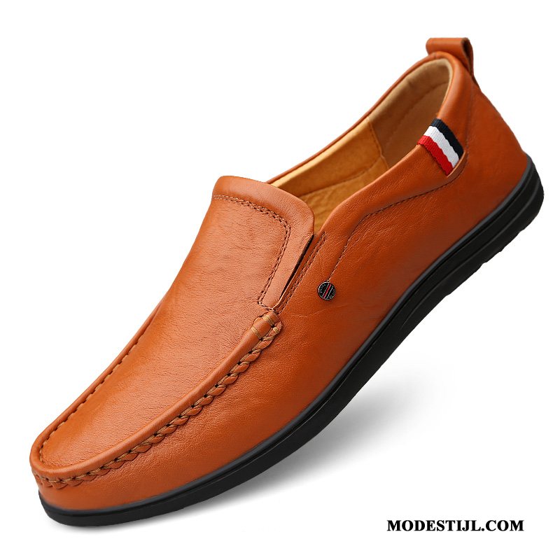 Heren Mocassins Kopen Slip On Casual Leren Schoenen Zachte Zolen Leer Bruine