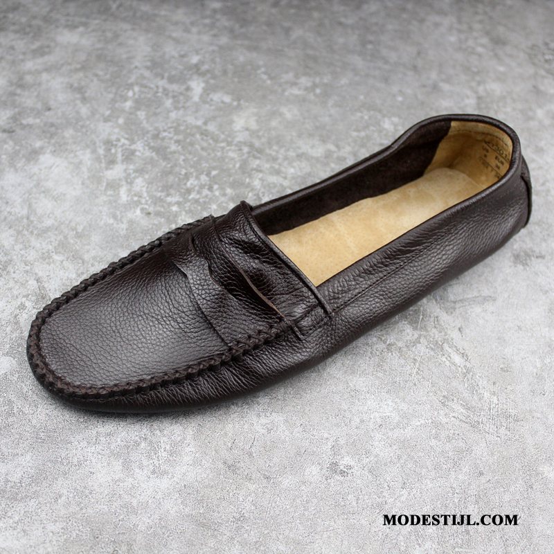 Heren Mocassins Sale Driver Slip On Schoenen Echt Leer Loafers Wit