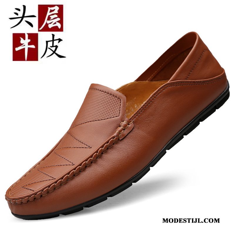 Heren Mocassins Sale Zachte Zolen Voorjaar Leer Slip On Echt Leer Wit