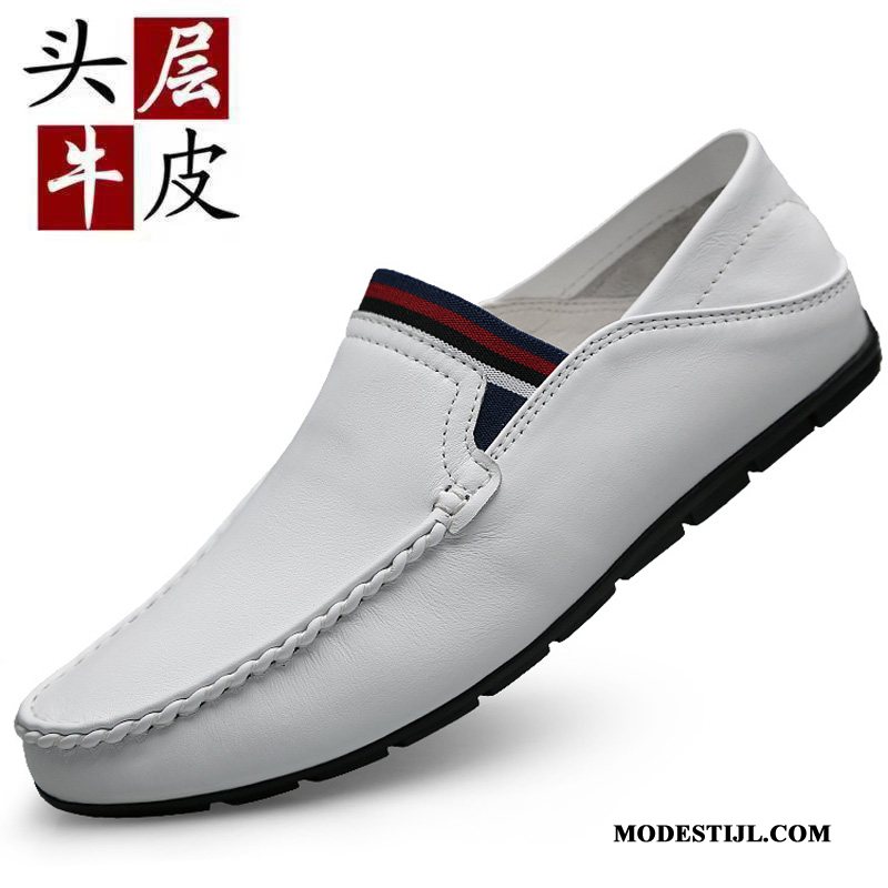 Heren Mocassins Sale Zachte Zolen Voorjaar Leer Slip On Echt Leer Wit