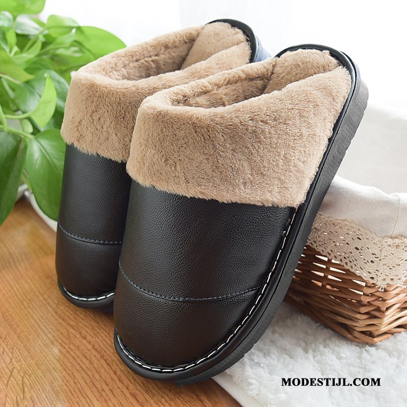 Heren Pantoffels Goedkoop Grote Maten Waterdicht Warm Binnen Winter Zwart