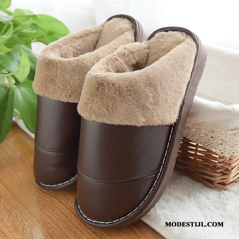 Heren Pantoffels Goedkoop Grote Maten Waterdicht Warm Binnen Winter Zwart