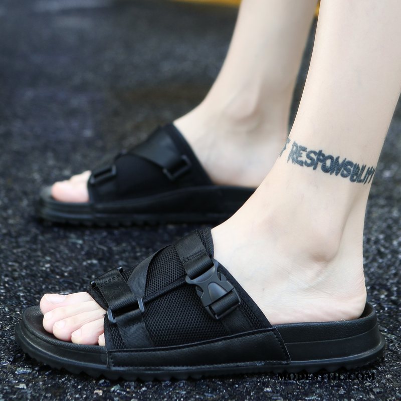 Heren Pantoffels Korting Schoenen Mode Bovenkleding Antislip Zachte Zolen Zandkleur Zwart