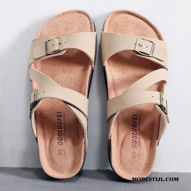 Heren Pantoffels Sale Antislip Mannen Strand Zomer Bovenkleding Bruine Zandkleur