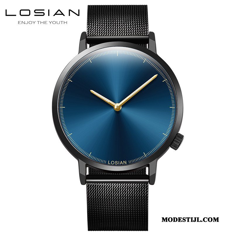 Heren Polshorloge Kopen Student Eenvoudig Sport Mannen Quartz Horloge Blauw