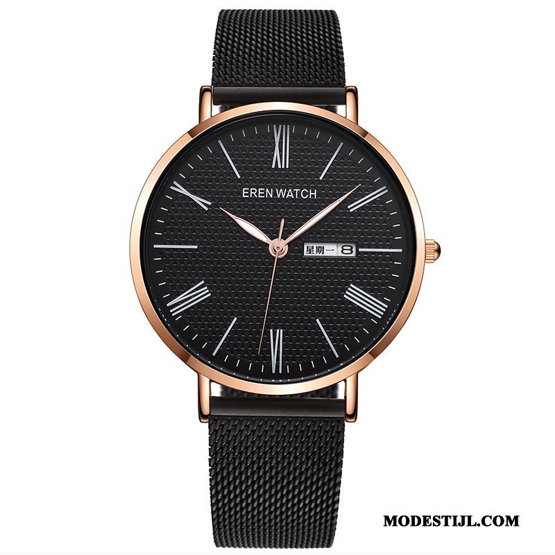 Heren Polshorloge Sale Mode Casual Eenvoudig Quartz Horloge Mannen Zwart Goud