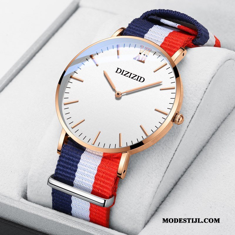 Heren Polshorloge Sale Nieuw Riem Dun Mode Mannen Blauw Rood Zwart Bruine Goud