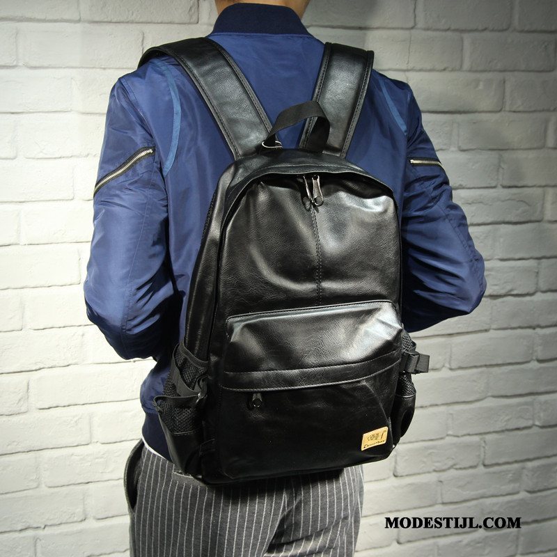 Heren Rugzak Goedkoop Trend Leer Reizen Brits Tas Bruine