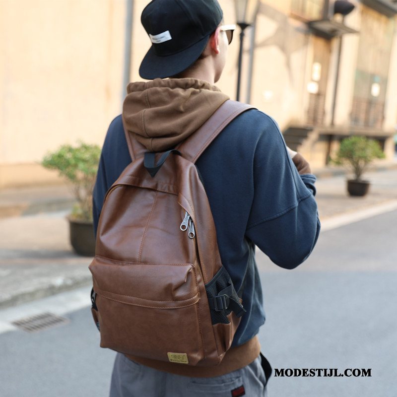 Heren Rugzak Kopen Mannen Reizen Casual Tas Student Bruine