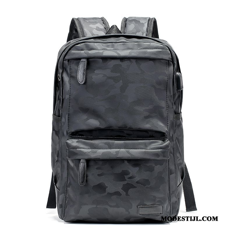 Heren Rugzak Kopen Schooltas Mannen Trend Mode Reizen Camouflage Grijs