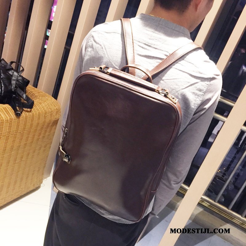 Heren Rugzak Sale 2019 Casual Student Tas Trend Bruine