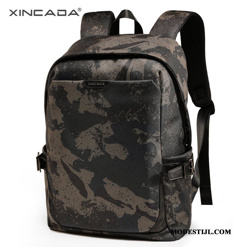 Heren Rugzak Sale Mannen Reizen Trend Canvas Schooltas Camouflage Oranje