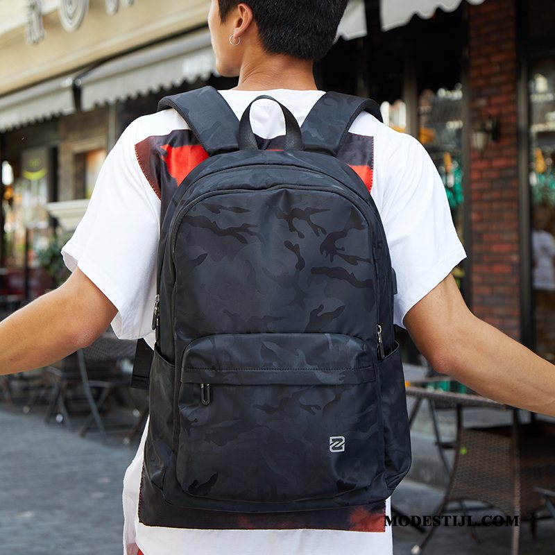 Heren Rugzak Winkel Mannen Schooltas Groot Casual Gemiddelde Camouflage Blauw