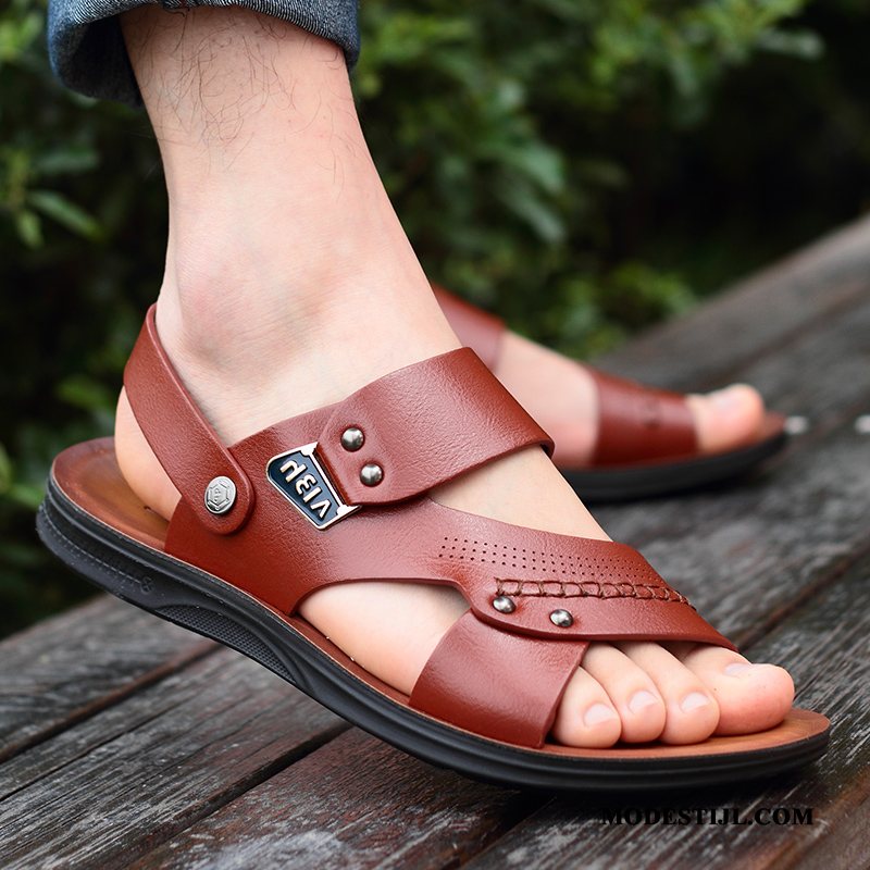 Heren Sandalen Goedkoop Trend 2019 Mannen Schoenen Antislip Blauw Zandkleur