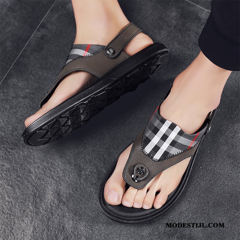 Heren Sandalen Goedkoop Trend Pantoffels Bovenkleding Europa Slipper Rood Zwart